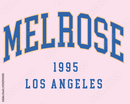 Melrose college varisty LA Los angeles  cute pink university Trending Graphic Tee t-shirt logo artwork typography tote badge emblem crest fashion clothing california fashionab