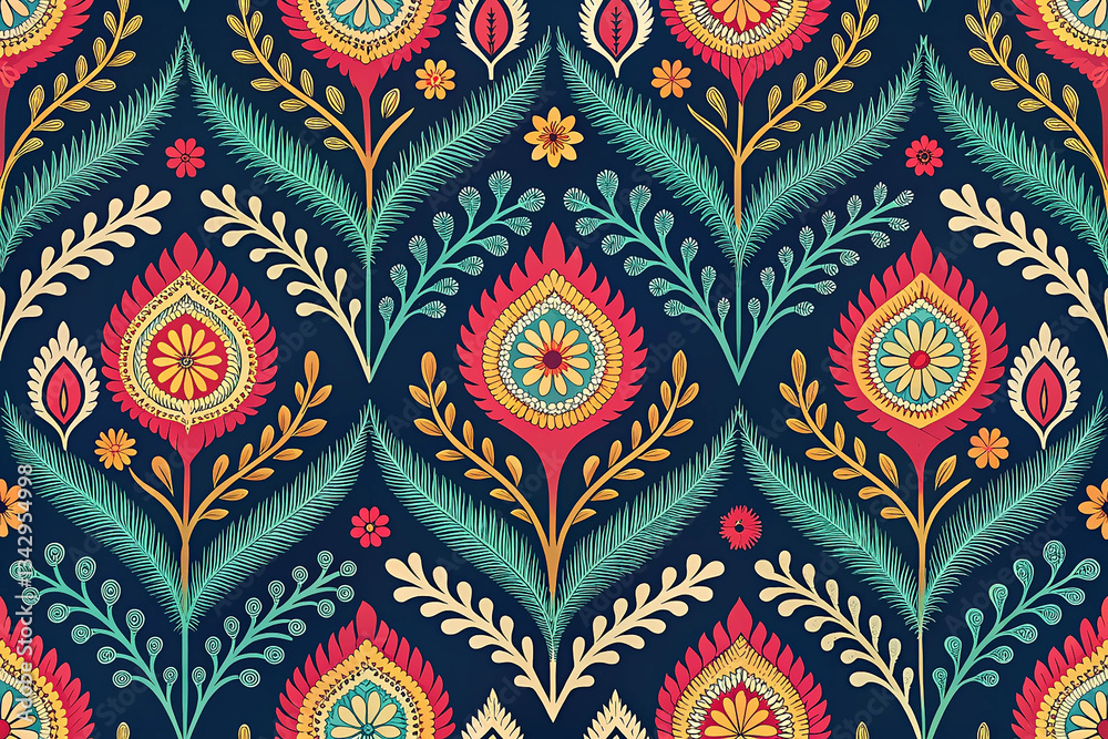 custom made wallpaper toronto digitalSeamless ethnic intricate ikat pattern background. Festive gift wrapping paper with seamless pattern background, textile fashion design