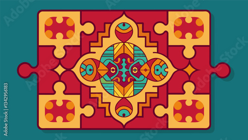 A jigsaw puzzle with intricate patterns and a high level of detail to stimulate problemsolving skills.. Vector illustration