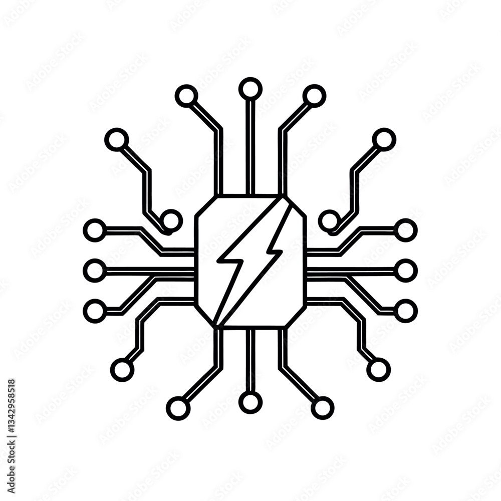 Powering Technology: A Circuit Board with a Lightning Bolt Powering Technology: A Circuit Board with a Lightning Bolt