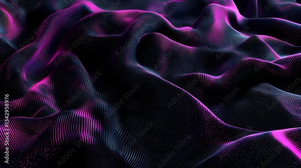 Obraz premium An abstract surface with waves of vibrant pink and teal color