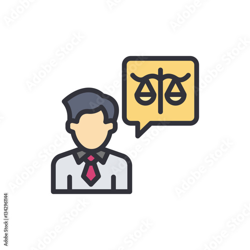 Lawyer colored icons, minimalist vector illustration ,simple transparent graphic element .Isolated on white background