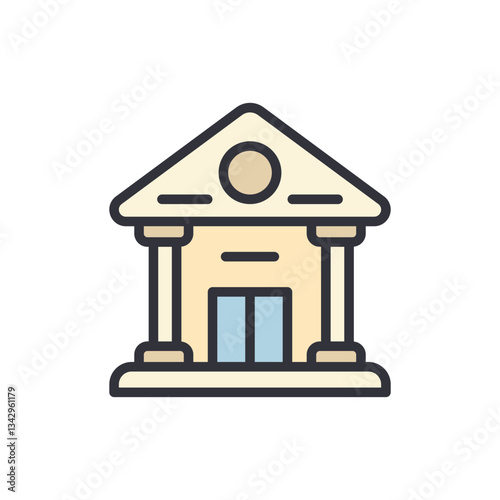 Courthouse colored icons, minimalist vector illustration ,simple transparent graphic element .Isolated on white background