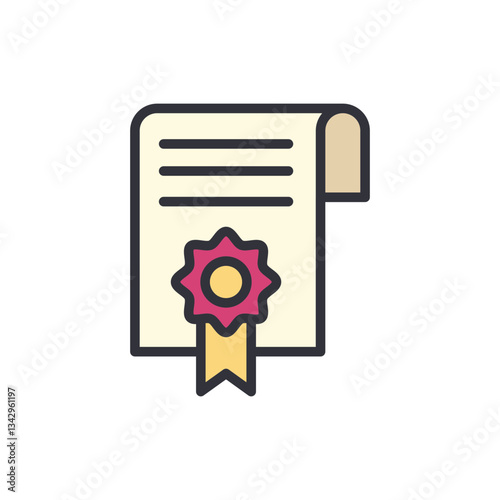 Certificate colored icons, minimalist vector illustration ,simple transparent graphic element .Isolated on white background