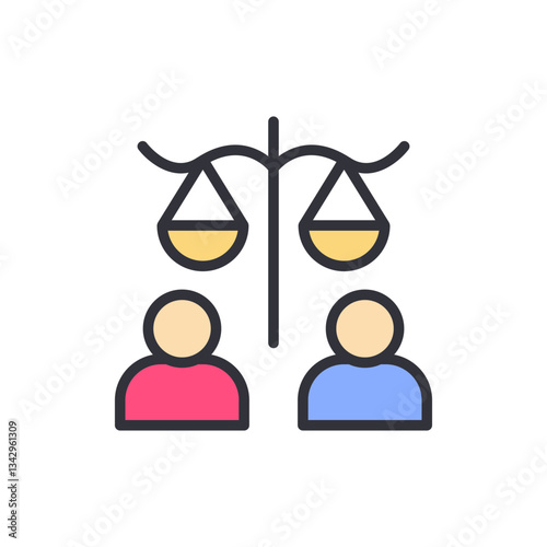 Attorney colored icons, minimalist vector illustration ,simple transparent graphic element .Isolated on white background