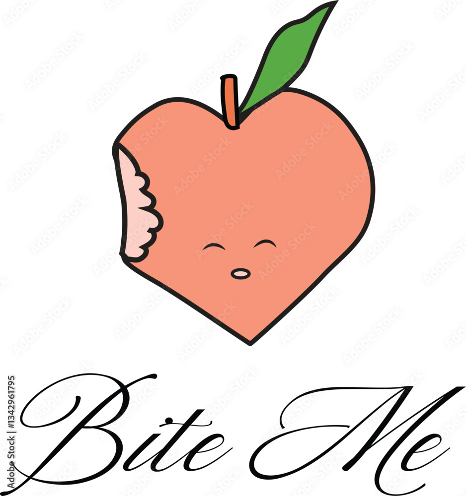 Fototapeta premium Peach Peachy fruit cute novelty kawaii peaches juicy fruit trending pyjama Graphic Vector Logo T-shirt Design emblem crest Fashion 