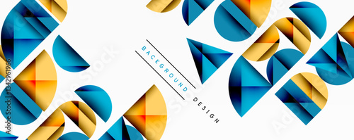 Minimal geometric abstract background. Circle square and triangle design