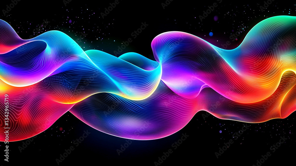 Obraz premium Abstract colorful rainbow wave flowing design background art neon lines style light curve vivid