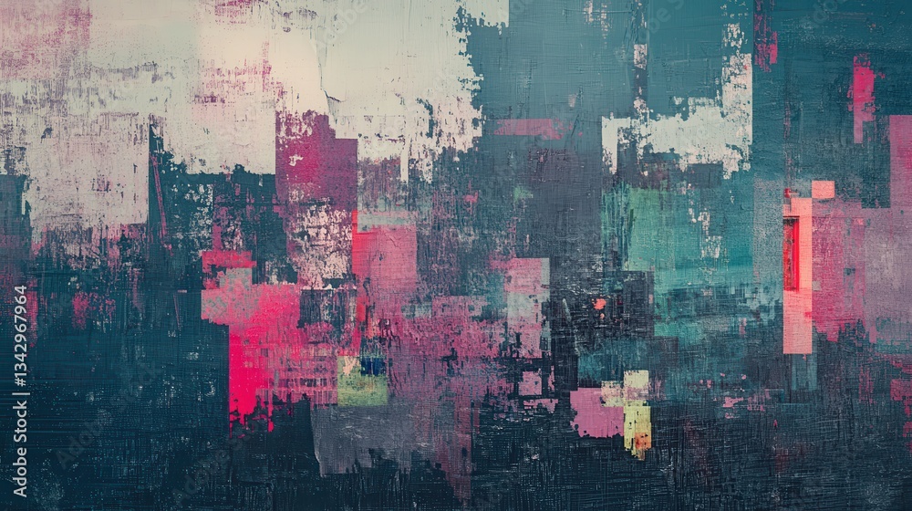 Fototapeta premium Abstract Colorful Background with Textured Brush Strokes and Patterns