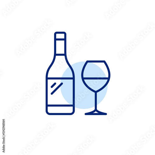 Wine bottle and glass. Drinks menu. Restaurant or bar. Alcohol shopping. Pixel perfect, editable stroke vector icon