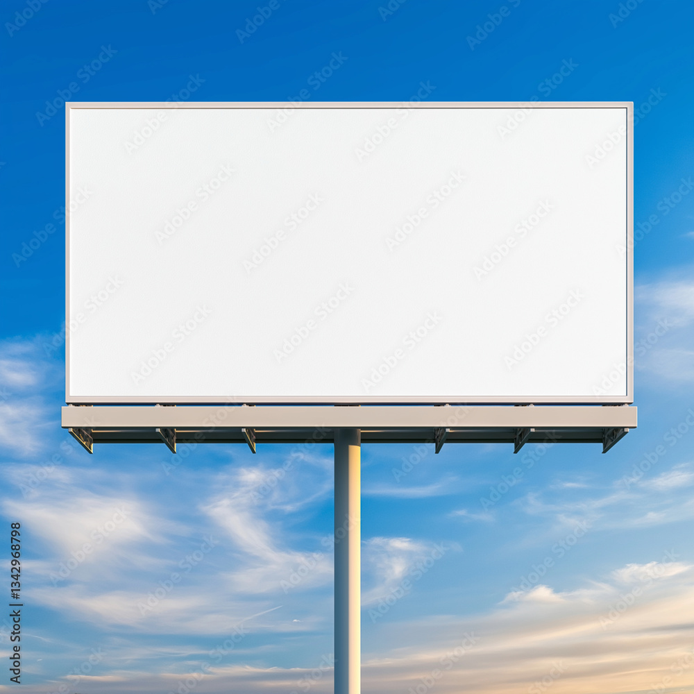 Fototapeta premium Blank Billboard Mockup – Large Outdoor Advertising Display with Blue Sky Background