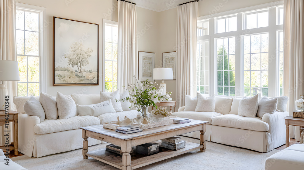 Fototapeta premium An inviting space filled with soft textures and gentle natural light, evoking comfort and tranquility.