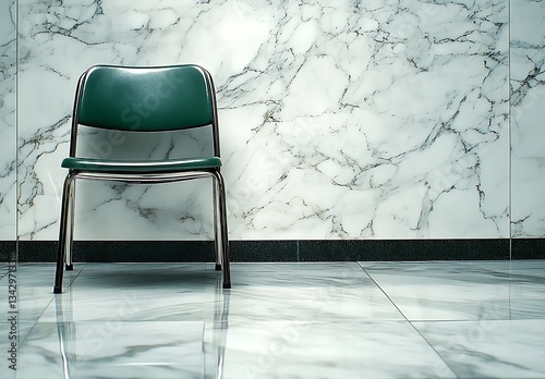 Green Vinyl Chair Chrome Legs Marble Floor