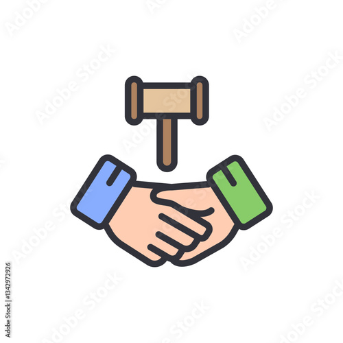 Auction agreement colored icons, minimalist vector illustration ,simple transparent graphic element .Isolated on white background