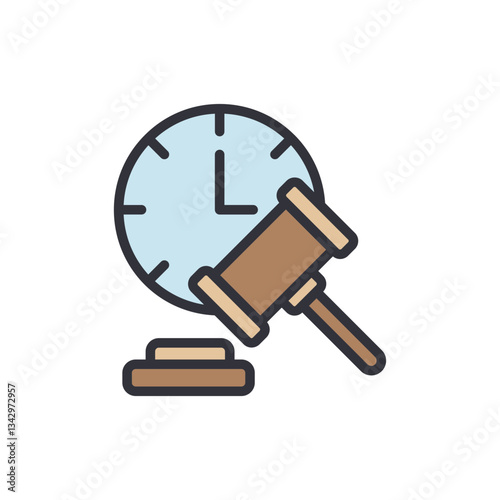 Auction time colored icons, minimalist vector illustration ,simple transparent graphic element .Isolated on white background