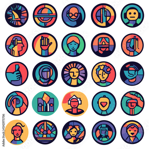 Artistic Icons Illustrating Diversity, Inclusion, and Creative Expression