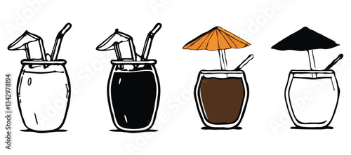 set of different kinds of drinks vector