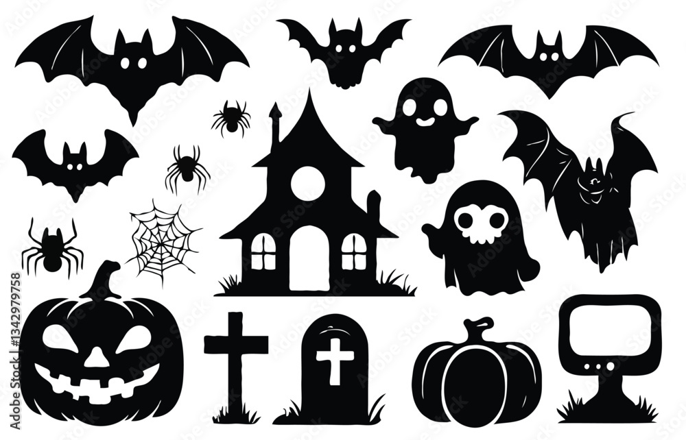 Obraz premium set of halloween elements vector