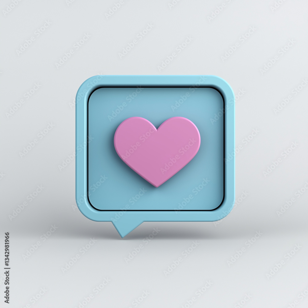 3d render of a speech bubble icon with heart symbol for social engagement isolated on white background 3d render of a speech bubble icon with heart symbol for social engagement isolated on white background