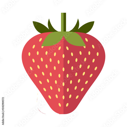 Isolated Strawberry Illustration with Simple Geometric Shapes and Minimalist Design Style for Creative Projects