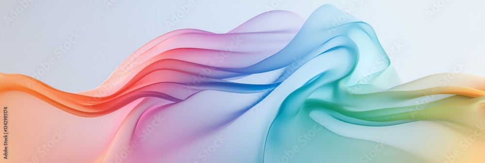 Abstract Flowing Wave with Vibrant Gradient Colors Against White Background Abstract Flowing Wave with Vibrant Gradient Colors Against White Background