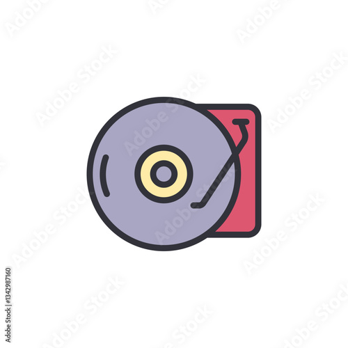Vinyl player colored icons, minimalist vector illustration ,simple transparent graphic element .Isolated on white background