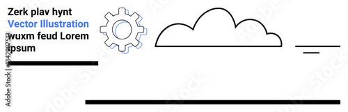 Gear and cloud outline, minimal design emphasizing technology, innovation, and digital processes. Ideal for tech presentations, cloud computing, software, data management, innovation industry
