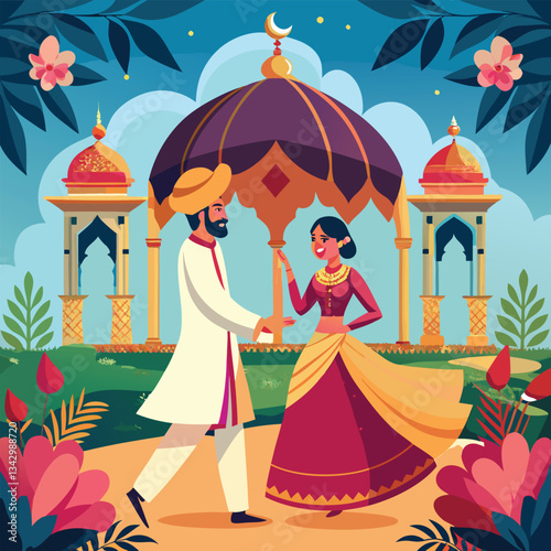 Traditional Azerbaijani Wedding Couple Performing Graceful Mugham Dance
