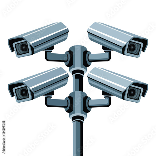 Surveillance Camera System Vector.