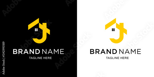 Creative Letter J Logo with House, Illustration, Design Inspiration, Vector, Icon