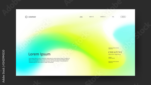 Abstract wave futuristic design of landing page. retro gradient mesh website design	
