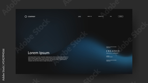Abstract wave futuristic design of landing page. retro gradient mesh website design	