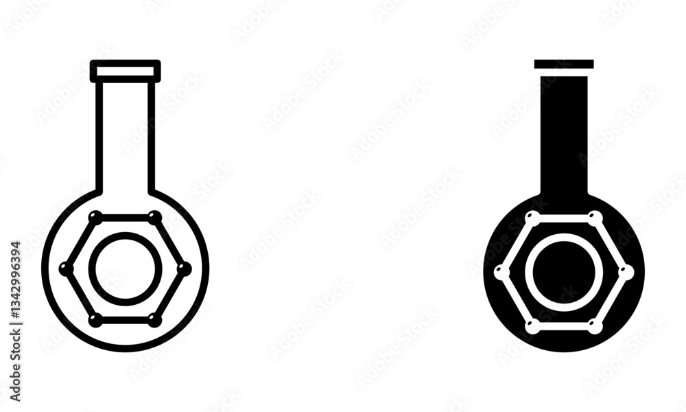 laboratory flask with molecular structure of benzene icon vector laboratory flask with molecular structure of benzene icon vector