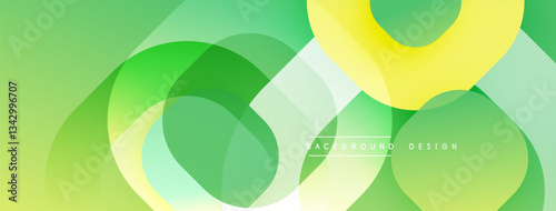 Circular abstract design with overlapping translucent circles and round shapes, blending gradients and smooth curves, creating depth, contrast, and a dynamic visual effect