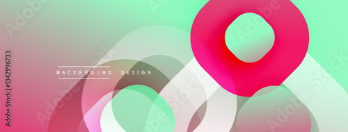 Circular abstract design with overlapping translucent circles and round shapes, blending gradients and smooth curves, creating depth, contrast, and a dynamic visual effect