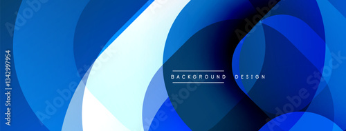 Circular abstract design with overlapping translucent circles and round shapes, blending gradients and smooth curves, creating depth, contrast, and a dynamic visual effect