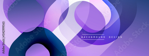 Circular abstract design with overlapping translucent circles and round shapes, blending gradients and smooth curves, creating depth, contrast, and a dynamic visual effect
