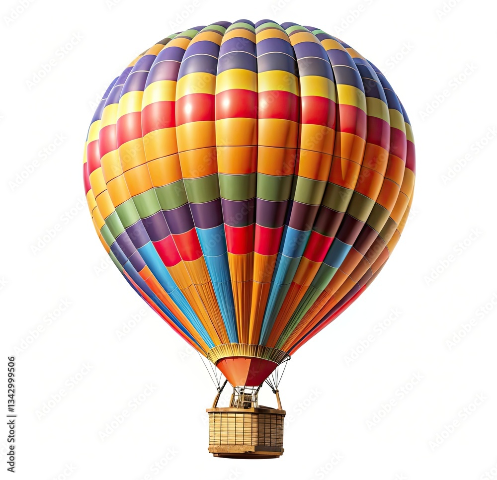Obraz premium A colorful hot air balloon with a basket on top
