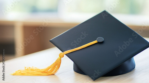 Graduation cap on Table: A ...