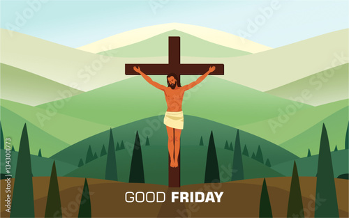 Beautiful good Friday cultural background for spiritual belief and faith vector. Good Friday Christian holiday concept with Jesus. Best For greeting card, banner, poster, logo vector illustration.