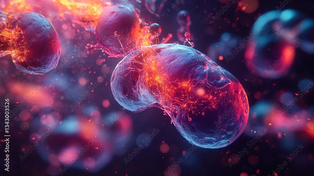 Obraz premium A vibrant conceptual image of a glowing nanobot inside a bloodstream 
