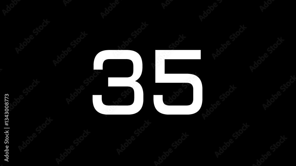 40 seconds digital countdown timer on a black background suitable for presentations, video editing, graphic elements and other media production