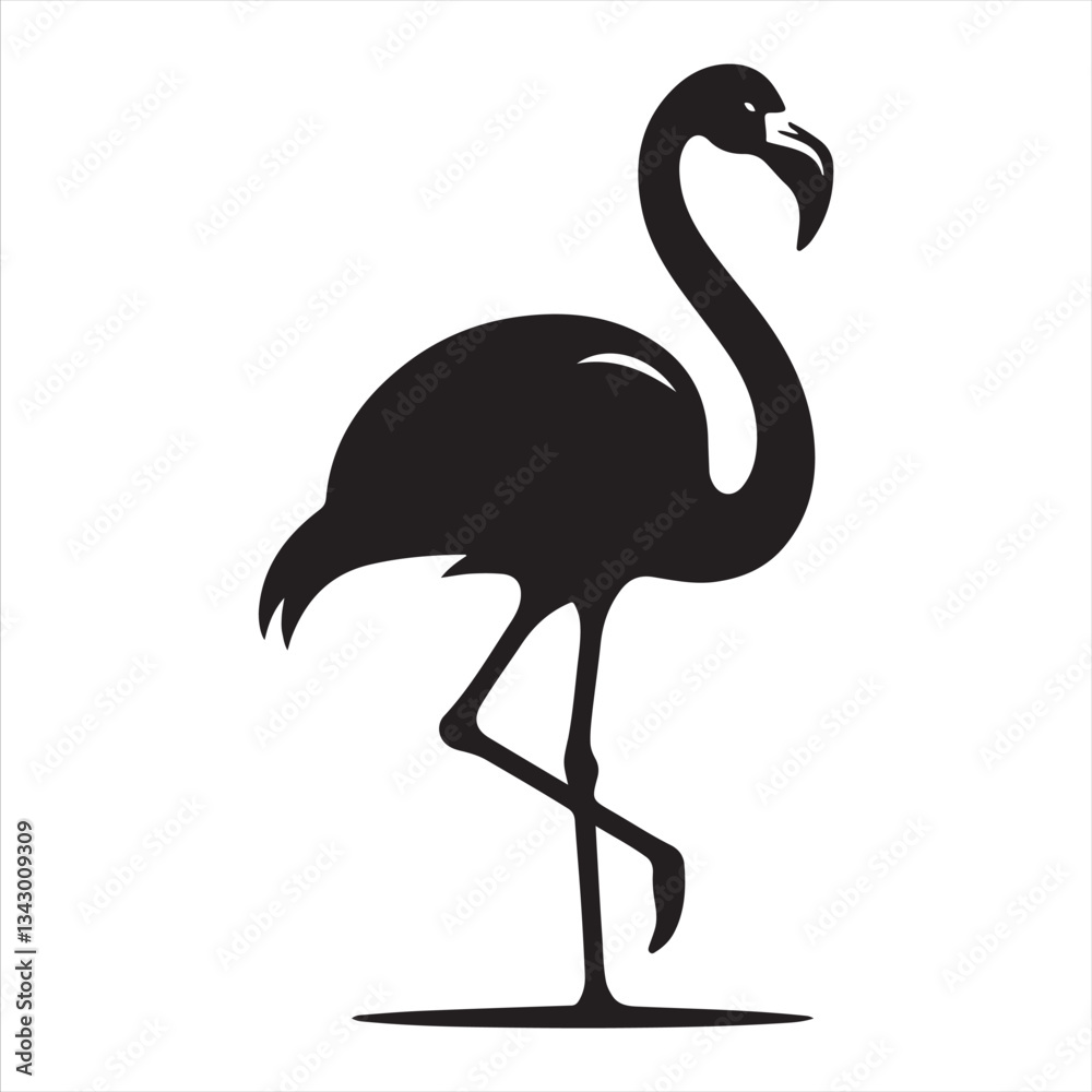 Fototapeta premium Flamingo in silhouette stock illustration