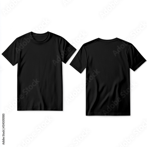 Black t-shirt front and back on white background