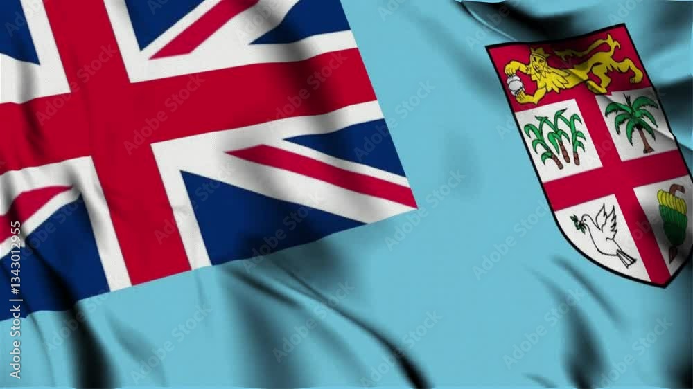 The National flag of Fiji, Fiji 3d flag, Flag of Fiji 3d waving Animation, Fiji waving 4K footage, close up flag for Independence day, 4K Resolution with Slow Motion.