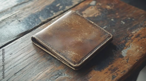 Empty wallet resting on wooden table symbolizes financial difficulties and economic stress in daily life