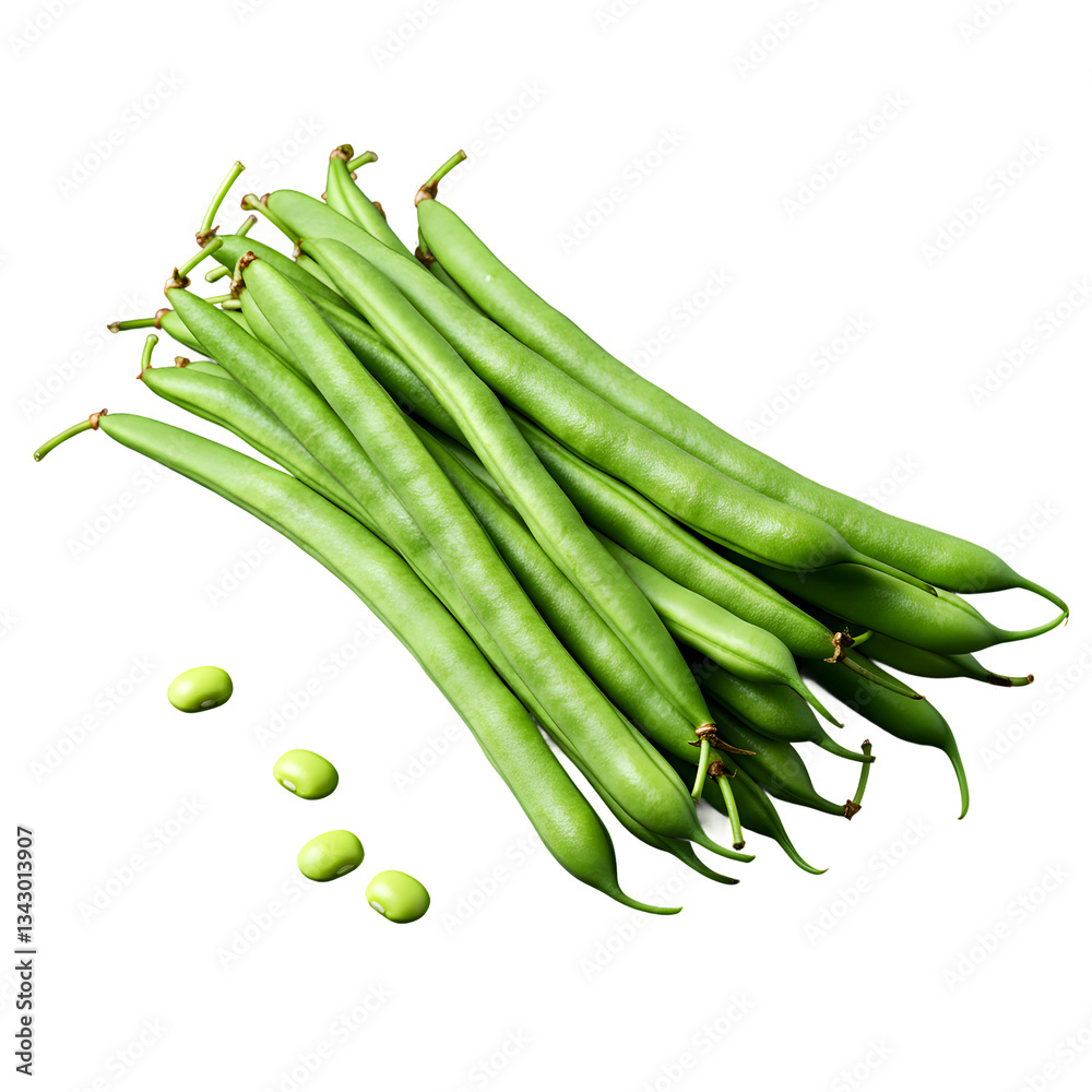 Freshly Harvested Green Beans with Smooth Pods Isolated on Transparent Background
Freshly Harvested Green Beans with Smooth Pods Isolated on Transparent Background