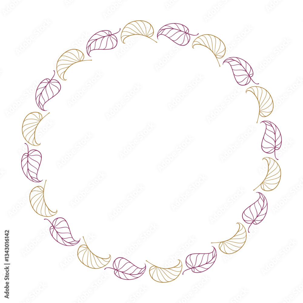 An Elegant autumn Leaves circular Wreath Design ideal for invitations or decor