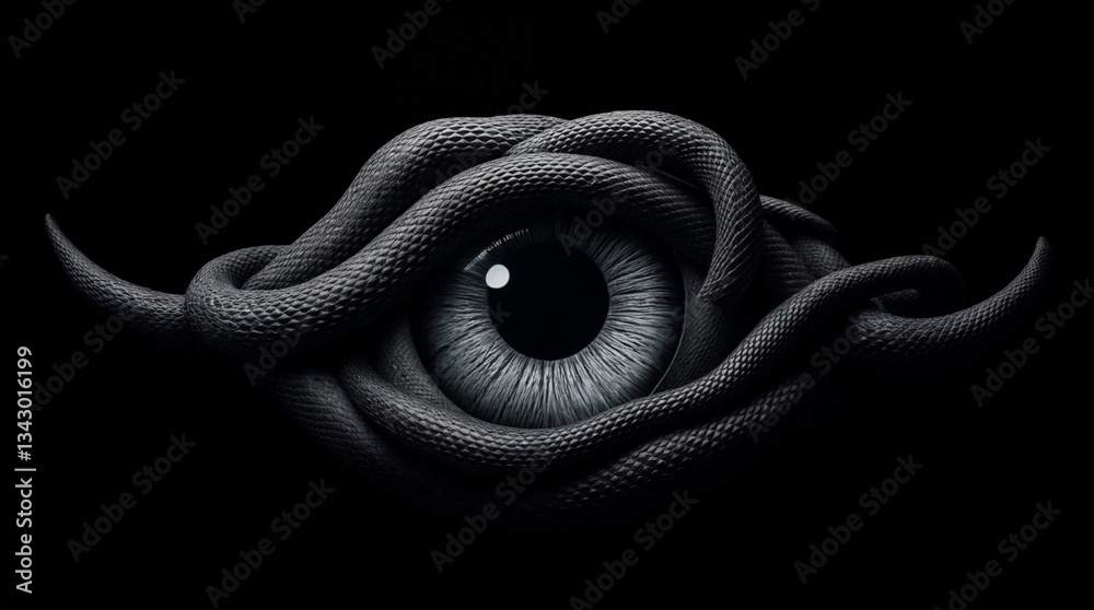 Obraz premium A black eye with a snake wrapped around it