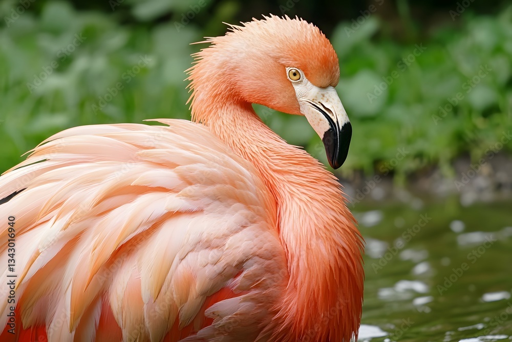 Obraz premium Pink Flamingo Closeup Feathers Bird Wildlife Nature